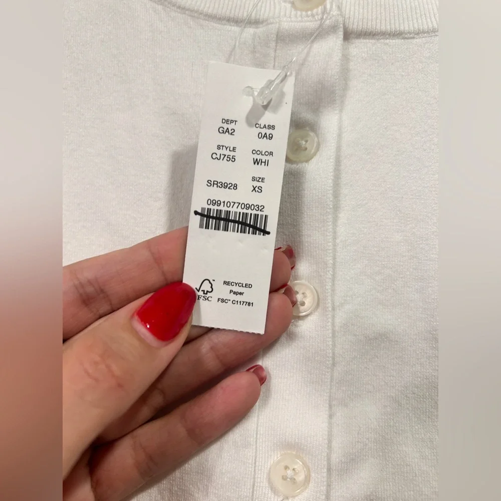 J Crew Jackie Cardigan Sweater XS White NWT Button Front CJ755 J.Crew - Picture 6 of 10